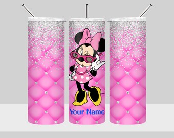 Minnie Mouse Tumbler Design - Mickey Mouse Minnie Tumbler Wrap - Personalized 20oz Skinny Tumbler Sublimation Design - PNG Digital Download
