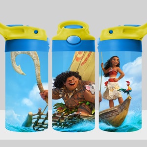 Princess Moana Tumbler Design - Maui Moana Tumbler Wrap - 12oz Flip Top Sublimation Design for Kids - PNG Digital Download