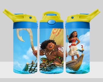 Diseño de vaso Princess Moana - Maui Moana Tumbler Wrap - Diseño de sublimación Flip Top de 12 oz para niños - Descarga digital PNG