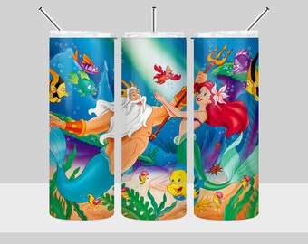 Princess Ariel Little Mermaid Tumbler Design - Little Mermaid Tumbler Wrap - 20oz Skinny Tumbler Sublimation Design - PNG Digital Download