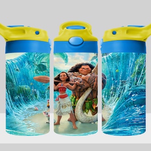 Princess Moana Tumbler Design - Maui Moana Tumbler Wrap - 12oz Flip Top Sublimation Design for Kids - PNG Digital Download
