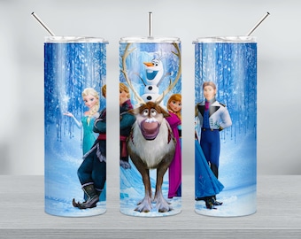 Frozen Tumbler Design, 20oz Skinny Tumbler Sublimation Design, PNG Digital Download