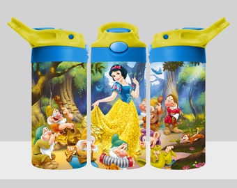Snow White Tumbler Design - Princess Snow White Tumbler Wrap - 12oz Flip Top Sublimation Design for Kids - PNG Digital Download