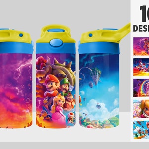 10 Super Mario Becher Design Bundle, Super Mario Becher Wrap PNG, 12 Unzen FlipTop Flip Top Sublimation Design für Kinder, digitaler Download