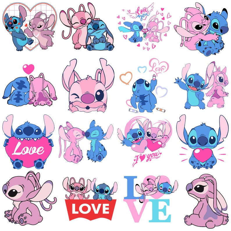 Paquete SVG de Stitch y Ángel, Stitch svg, Stitch png, Stitch Ángel Svg, Ángel svg, Ángel png, cricut svg, Amor de Stitch, Pareja de Stitch imagen 3