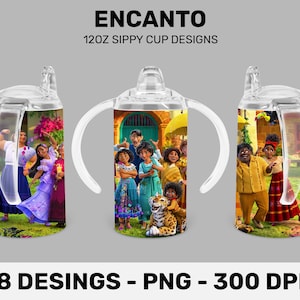 8 Encanto Tumbler Designs Bundle - 12oz Sippy Cup Sublimation Designs - Sippy Cup Wrap PNG - Digital Downloaad