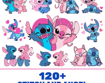 Stitch and Angel SVG-bundel, Stitch svg, Stitch png, Stitch Angel Svg, Angel svg, Angel png, cricut svg, Stitch Love, Stitch Couple