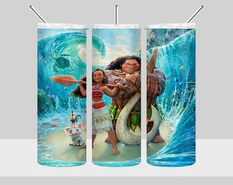 Princess Moana Tumbler Design - Maui Moana Tumbler Wrap - 20oz Skinny Tumbler Sublimation Design - PNG Digital Download