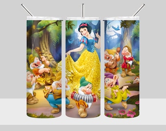 Snow White Tumbler Design - Princess Snow White Tumbler Wrap - 20oz Skinny Tumbler Sublimation Design - PNG Digital Download