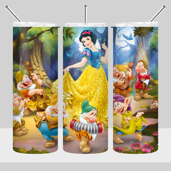 Snow White Tumbler Design - Princess Snow White Tumbler Wrap - 20oz Skinny Tumbler Sublimation Design - PNG Digital Download