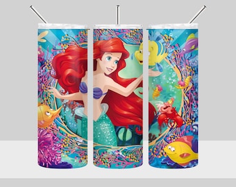 Princess Ariel Little Mermaid Tumbler Design - Little Mermaid Tumbler Wrap - 20oz Skinny Tumbler Sublimation Design - PNG Digital Download