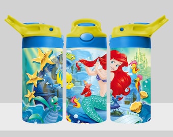Princess Ariel Little Mermaid Tumbler Design - Little Mermaid Tumbler Wrap - 12oz Flip Top Sublimation Design - PNG Digital Download