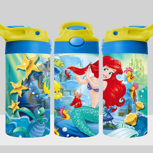 Princess Ariel Little Mermaid Tumbler Design - Little Mermaid Tumbler Wrap - 12oz Flip Top Sublimation Design - PNG Digital Download
