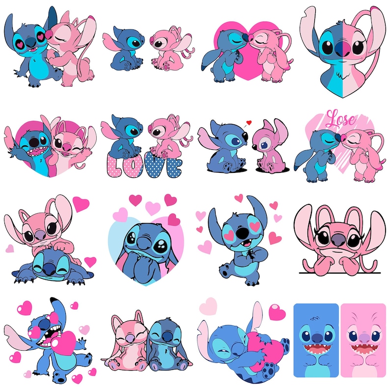 Paquete SVG de Stitch y Ángel, Stitch svg, Stitch png, Stitch Ángel Svg, Ángel svg, Ángel png, cricut svg, Amor de Stitch, Pareja de Stitch imagen 2