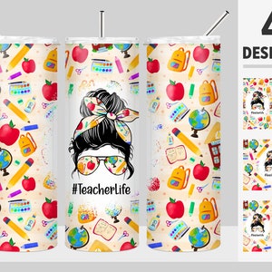 Lehrer-Leben, Lehrer-Leben, Lehrer-Ernährungs-Fakten, addieren Sie Ihren Namen, 20 Unzen dünner Becher Sublimation Design Becher wickeln PNG digitaler Download