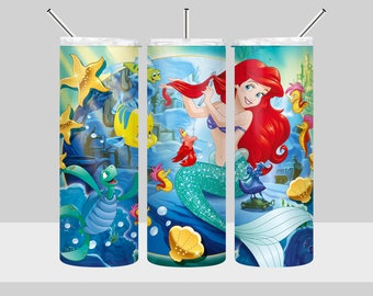 Princess Ariel Little Mermaid Tumbler Design - Little Mermaid Tumbler Wrap - 20oz Skinny Tumbler Sublimation Design - PNG Digital Download