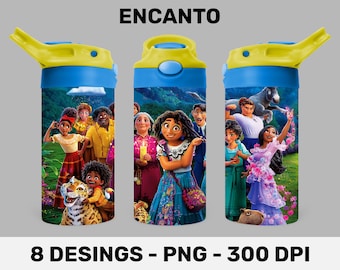 8 Encanto Tumbler Designs Bundle - 12oz Flip Top Sublimation Designs - Tumbler Wrap PNG - Straight Design Only