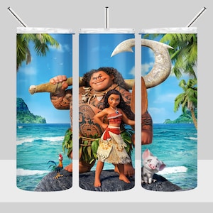Princess Moana Tumbler Design - Maui Moana Tumbler Wrap - 20oz Skinny Tumbler Sublimation Design - PNG Digital Download