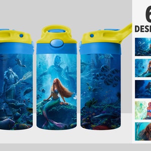 6 The Little Mermaid Tumbler Design Bundle , Princess Ariel , 12oz FlipTop Sublimation Design, Tumbler Wrap PNG Digital Download