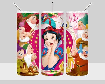 Snow White Tumbler Design - Princess Snow White Tumbler Wrap - 20oz Skinny Tumbler Sublimation Design - PNG Digital Download