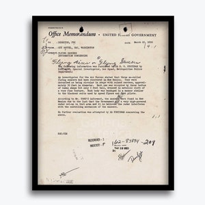 Guy Hottel Memo | Secret Document | Flying Saucers, Alien Bodies, Air Force New Mexico, Area51, UFO Aged Retro Print