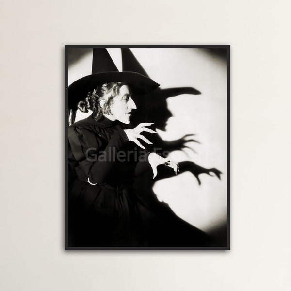 la malvada bruja del oeste de la película El mago de Oz; Famosa foto de época de la actriz Margaret Hamilton; Scary Scariest Poster Print Halloween