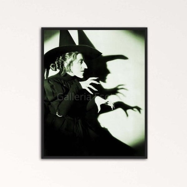 Wicked Witch of The West Poster Print, Green, Wizard of Oz Movie, Halloween Evil Scary Witch, Margaret Hamilton Halloween Fall Wall Decor