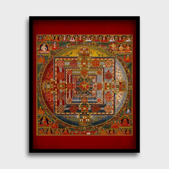 Kalachakra Mandala Vintage Print | Tibetan Buddhism Art | Tibetan Artwork | Wheel of Time | Mandala Print | Esoteric Wall Art | Spititual