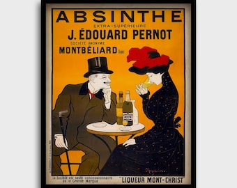 Absinth Vintage Werbung Druck | Retro Französisches Likör Poster | Belle Époque Kunst | Druckbar | Bar Dekor | Geister Wandkunst | Klassische Ad
