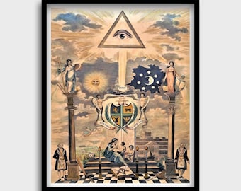 Poster dell'Occhio della Provvidenza / Simbolo occulto degli Illuminati della Massoneria / Arte murale dell'Occhio onniveggente / Stampa esoterica / Arte occulta vintage / Stampabile
