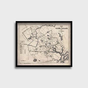 Salem Village Vintage Map | Salem Witch Trials Art | Salem Village Poster | Witchcraft Print | Halloween Decor | Occult Decor | Antique Map