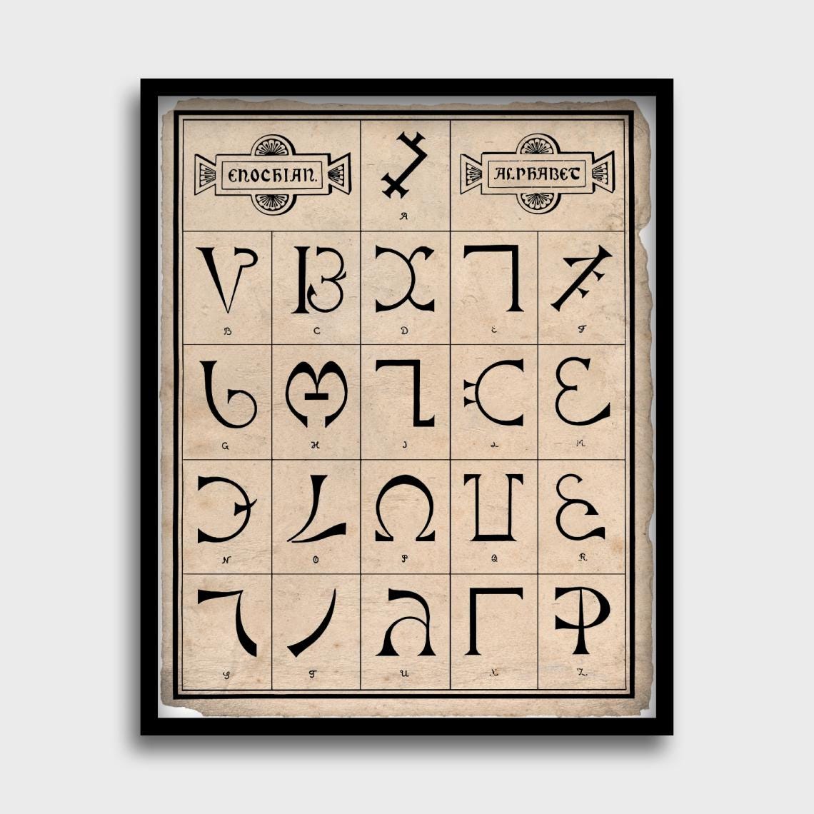 Enochian Alphabet Vintage Print | Angelic Script of John Dee