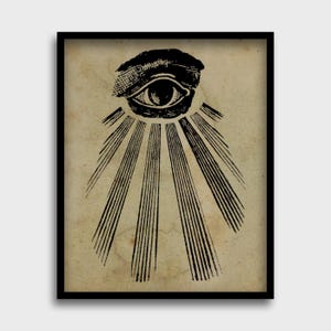 All Seeing Eye Print | Eye of Providence Vintage Art | Occult Wall Art | Illuminati Poster | Esoteric Artwork | New World Order | Freemasons