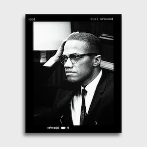 Malcolm X Vintage Print | Malcolm X Iconic Art | Civil Rights Wall Art | Historic Portrait | African American Activist | Political Poster