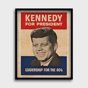 JFK John F Kennedy For President, JFK Aged Presidential Campaign Poster, 1960's Vintage Aged Retro Print, potus, JFK Wall Art, Wall Decor