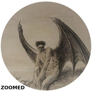 Lucifer & Snake Illustration Poster, Milton's Paradise Lost, Gustave Dore, Devil Satan Evil Serpent Vintage Photo, Demonic Art, Gothic