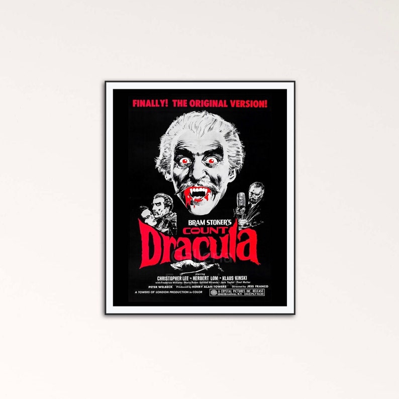 Dracula Horror Movie Poster 1970 Vintage Vampire Movie Poster Etsy