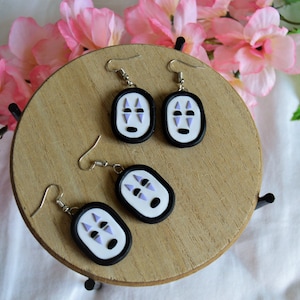 No Face | Studio Ghibli Inspired | Handmade polymer clay statement earrings