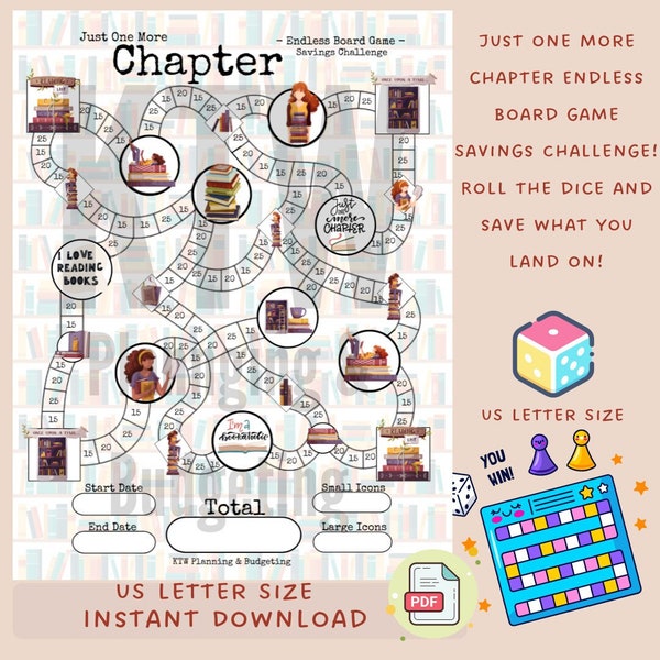 Just One More Chapter Endless Boardgame Savings Challenge / US Letter