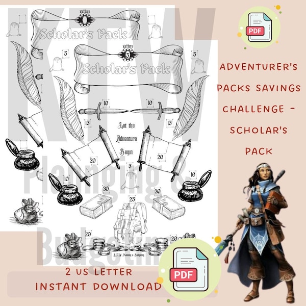 Scholar's Pack Savings Challenge / Adventurer's Packs / D&D Savings Challenge / Us letter