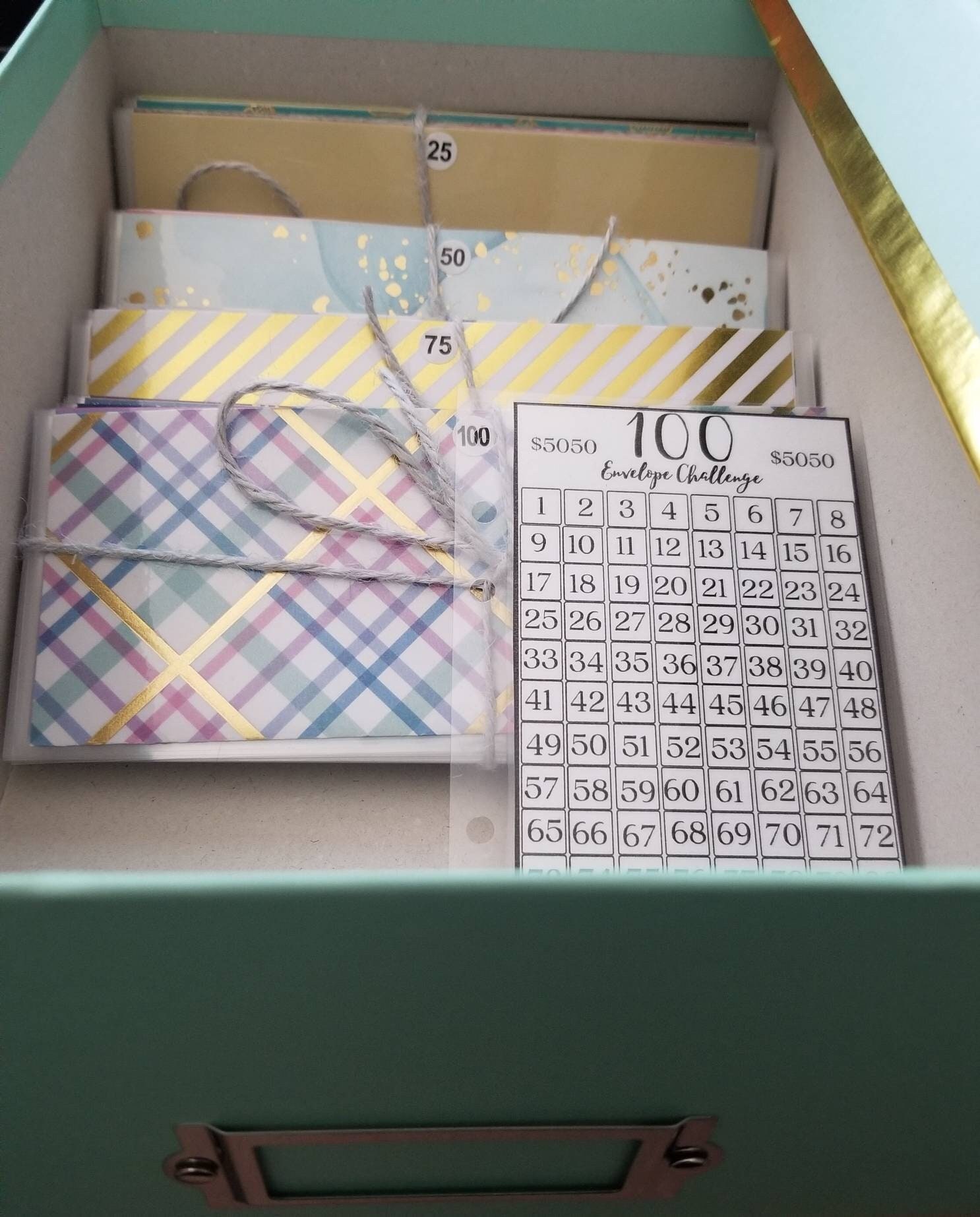 No Fold 100 Envelope Box / Number Envelopes/ Savings Challenge Etsy