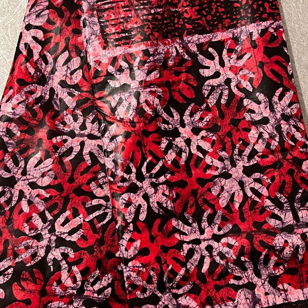 Nigerian Print West African Quilt Adire Sewing Fabric, Monochrome Traditional Cotton Mandala Fabric | Brown Red Ankara Dress Fabric By Yard