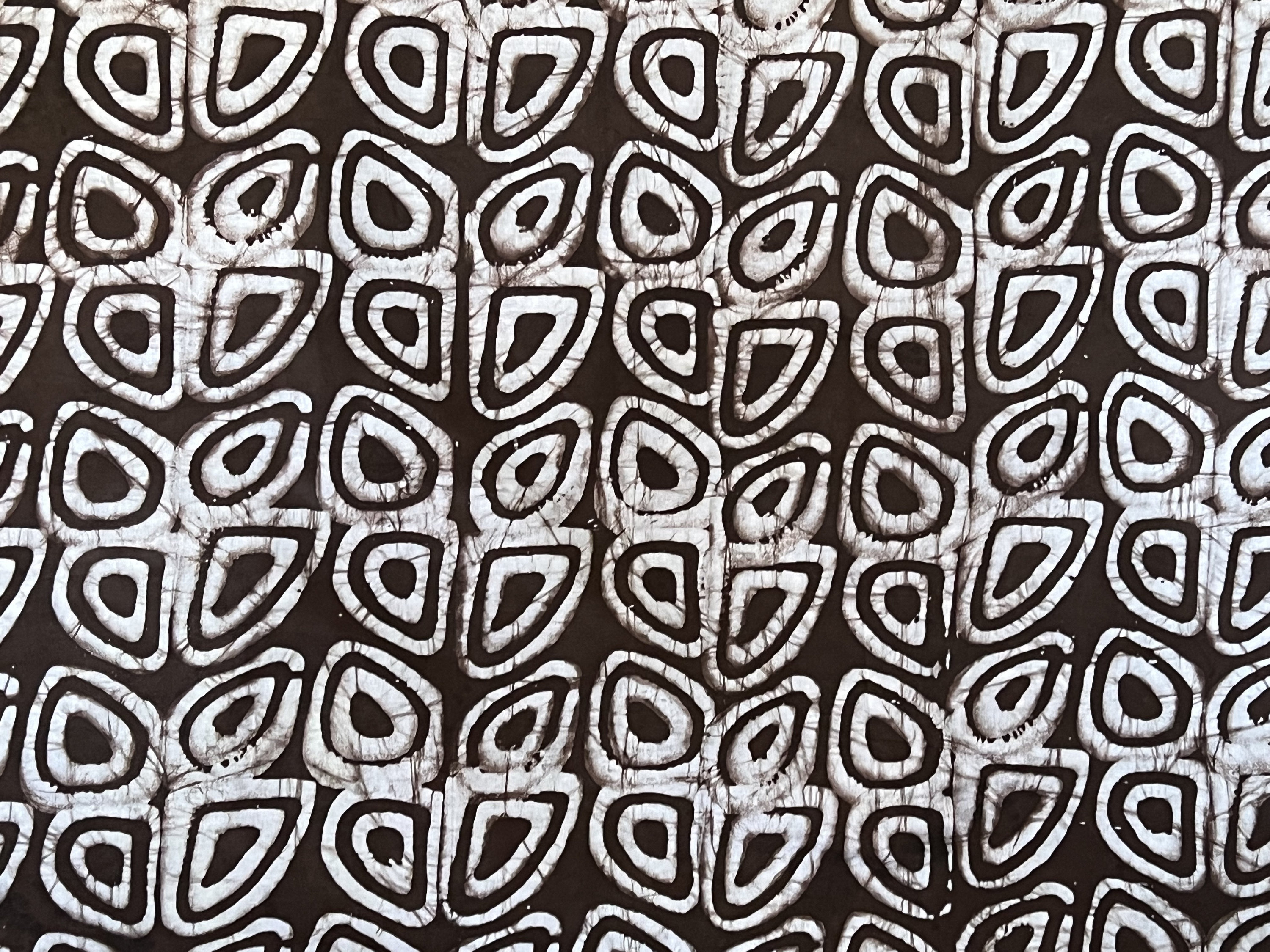 Nigerian Abstract Motif Quilt Mud Fabrics, African Adire Pattern Ethnic Fabric | Mocha Brown Handmade Batik, Ankara Fabric By The Yard