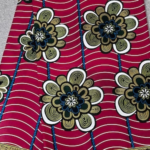 Rot und Grün Cartoon Blumenmuster Afrikanischer Stoff, Afrikanischer Stoff, Ankara Stoff, Afrikanischer Wachsdruck, verkaufte lose Lagerware