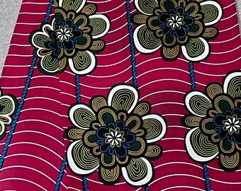 Roter und Grüner Ankara Stoff: Afrikanischer Wax Print, 6 Meter
