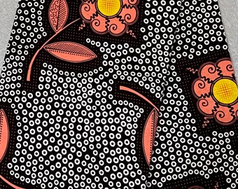 Brown Peach African Print Fabric, Large Polka Dots Pattern, West African Wax Print cloth Design | Flora Cartoon Pure Cotton Fabrics
