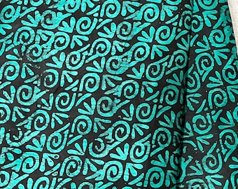 Tela Batik Verde y Negra: Algodón Ankara Adire de África Occidental, Se vende cortada a medida