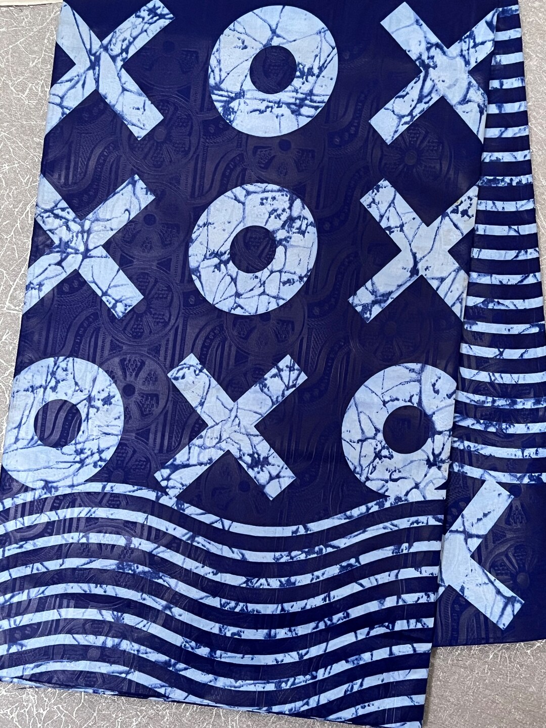 Royal Blue Printed Batik Fabric, OX | XO Pattern, Noughts and Crosses ...