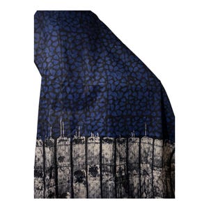 Nigerian Adire Batik Fabric, Royal Blue Pebbles Stripes Pattern, 100% Cotton (4.8 Yards)
