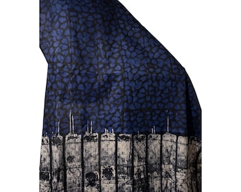 Nigerianischer Adire Batik Stoff, Royal Blau Kieselstein Streifen Muster, 100% Baumwolle (4.8 Yards)